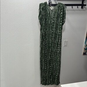 Sleeveless Green Stripe Maxi Dress